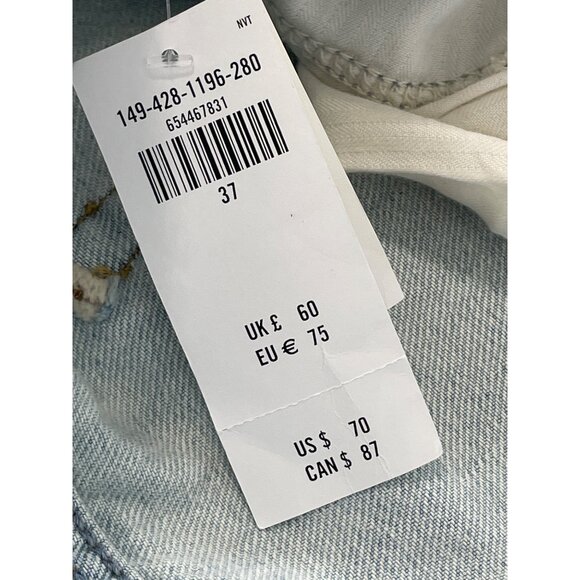 Abercrombie and Fitch Shorts Size 37 High Rise Loose Light Wash Denim Casual NEW - Picture 5 of 9